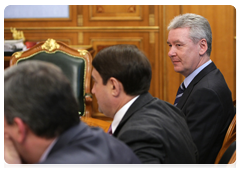 Deputy Prime Minister of the Russian Federation and Chief of the Government Staff Sergei Sobyanin at a meeting to discuss stable financial support for road construction, reconstruction, overhaul, repair and maintenance
