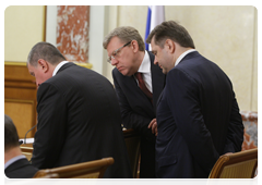 Deputy Prime Minister Igor Sechin, Deputy Prime Minister and Minister of Finance Alexei Kudrin and Minister of Energy Sergei Shmatko at a meeting of the Government of the Russian Federation