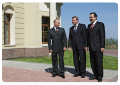 Prime Minister Vladimir Putin, Belarusian Prime Minister Sergei Sidorsky and Kazakh Prime Minister Karim Masimov after the meeting of the supreme governing body of the Customs Union comprising Russia, Belarus and Kazakhstan at the head-of-government level