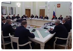 Prime Minister Vladimir Putin at a meeting on developing modern small arms and close combat weapons in Izhevsk