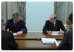 Prime Minister Vladimir Putin meeting with South Ossetian President Eduard Kokoity and Prime Minister Vadim Brovtsev