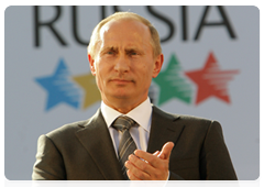 Председатель Правительства Российской Федерации В.В.Путин принял участие в церемонии закладки камня в основание футбольного стадиона в Казани