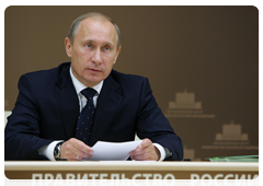 Prime Minister Vladimir Putin holding a conference call on the rebuilding of the Sayano-Shushenskaya hydroelectric power plant