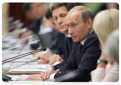 Prime Minister Vladimir Putin at a meeting with representatives of the Federation of Independent Trade Unions of Russia