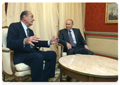 Prime Minister Vladimir Putin meeting with former French President Jacques Chirac