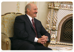 Belarusian President Alexander Lukashenko during a meeting with Prime Minister Vladimir Putin