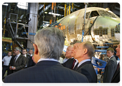 Prime Minister Vladimir Putin visiting the Central Aerohydrodynamic Institute (TsAGI) in Zhukovsky near Moscow