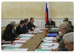 Prime Minister Vladimir Putin at the meeting to discuss the federal budget for 2011 and the planning period of 2012-2013