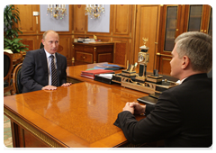 Prime Minister Vladimir Putin meeting with Alexander Kibovsky, Head of the Russian Federal Service for the Oversight of Legislation in the Protection of Cultural Heritage