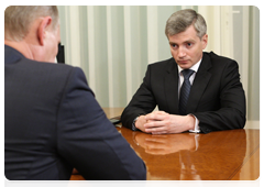 Alexander Kibovsky, Head of the Russian Federal Service for the Oversight of Legislation in the Protection of Cultural Heritage, meeting with Prime Minister Vladimir Putin