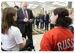 Prime Minister Vladimir Putin meeting with the Russian Paralympic fencing team