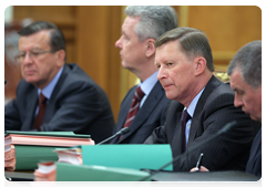Viktor Zubkov, Sergei Sobyanin, Sergei Ivanov and Igor Sechin at a meeting of the Government of the Russian Federation