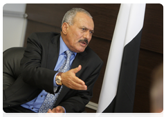 Yemeni President Ali Abdullah Saleh at a meeting with Prime Minister Vladimir Putin