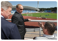 Prime Minister Vladimir Putin at  Meteor stadium in Zhukovsky