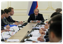 Prime Minister Vladimir Putin during a meeting on federal budget spending on agriculture for the period 2011-2013