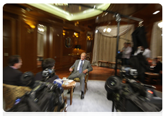 Prime Minister Vladimir Putin giving an interview to Agence France Presse and France 2 television channel ahead of his working visit to France