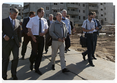 Prime Minister Vladimir Putin inspecting the construction site for a residential district for servicemen in Volgograd