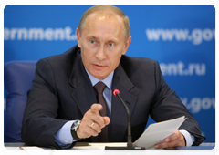 Prime Minister Vladimir Putin at a meeting in Volgograd of the Government Commission on Regional Development