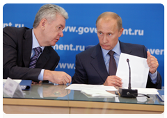 Prime Minister Vladimir Putin and Deputy Prime Minister and Head of the Government Executive Office Sergei Sobyanin at a meeting in Volgograd of the Government Commission on Regional Development
