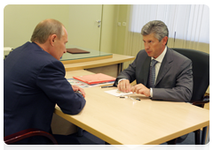 Volgograd Region Governor Anatoly Brovko at the meeting with Prime Minister Vladimir Putin