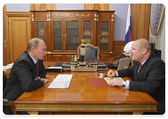 Prime Minister Vladimir Putin meeting with Grigory Elkin, head of the Federal Agency for Technical Regulation and Metrology