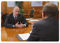 Prime Minister Vladimir Putin meeting with Vladimir Yevtushenkov, chairman of the board of the Sistema financial corporation