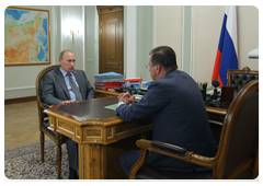 Prime Minister Vladimir Putin during a meeting with First Deputy Prime Minister Viktor Zubkov