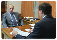 Prime Minister Vladimir Putin at a working meeting with Chelyabinsk Region Governor Mikhail Yurevich