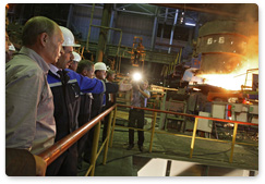 Председатель Правительства Российской Федерации В.В.Путин посетил Челябинский металлургический комбинат