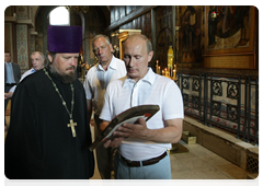 Prime Minister Vladimir Putin at the St. Sophia Cathedral in Veliky Novgorod