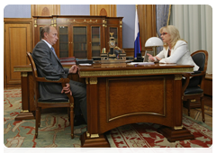 Prime Minister Vladimir Putin meeting with Minister of Healthcare and Social Development Tatyana Golikova