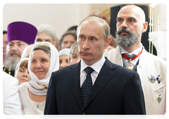 Prime Minister Vladimir Putin visiting the Holy Saviour’s Image Church complex in Usovo settlement near Moscow