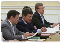 А.Г.Хлопонин, Д.Н.Козак и А.Л.Кудрин на заседании Президиума Правительства Российской Федерации