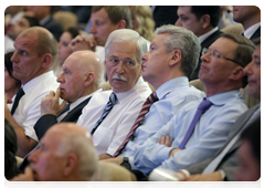 Sergei Ivanov, Sergei Sobyanin and Boris Gryzlov at a conference to discuss the Strategy for Social and Economic Development of the North Caucasus through 2020, in particular the programme for the years 2010, 2011 and 2012