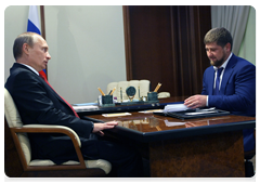 Prime Minister Vladimir Putin meeting with Chechen President Ramzan Kadyrov