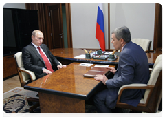 Prime Minister Vladimir Putin meeting with Arsen Kanokov, President of the Kabardino-Balkarian Republic