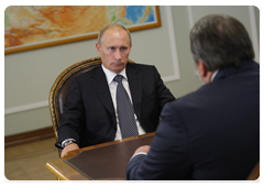Prime Minister Vladimir Putin holding a working meeting with Federal Antimonopoly Service Head Igor Artemyev