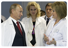 Prime Minister Vladimir Putin visiting a new perinatal clinical centre in Tver