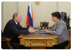 Prime Minister Vladimir Putin meeting with the head of the Federal Agency for Water Resources Marina Selivyorstova