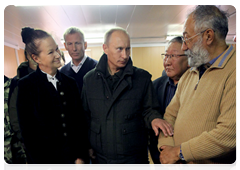 Prime Minister Vladimir Putin at the Tiksi weather observatory in Yakutia, which conducts comprehensive monitoring of climate changes
