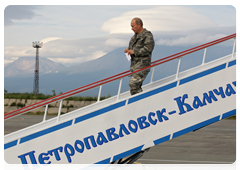 Prime Minister Vladimir Putin arriving in Petropavlovsk-Kamchatsky