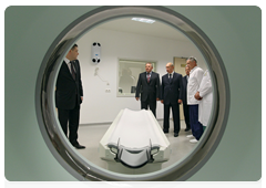 Prime Minister Vladimir Putin visiting a new Federal Centre for Cardiovascular Surgery in Khabarovsk