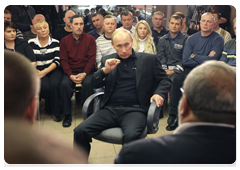 Prime Minister Vladimir Putin meeting with Norilsk Nickel workers