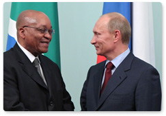 Председатель Правительства Российской Федерации В.В.Путин встретился с Президентом Южно-Африканской Республики Дж.Зумой