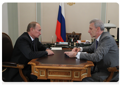 Prime Minister Vladimir Putin discussing preparations in schools and universities for new academic year with Minister of Education and Science Andrei Fursenko