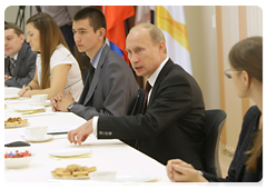 Prime Minister Vladimir Putin meeting with undergraduate and post-graduate students at the Siberian Federal University