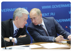 Prime Minister Vladimir Putin with Deputy Prime Minister and Chief of the Government Staff Sergei Sobyanin at the meeting on the future of the petrochemical industry