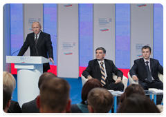 Prime Minister Vladimir Putin speaking at the United Russia conference on the development strategy for the Volga Federal District