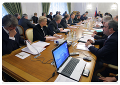 First Deputy Prime Minister Igor Shuvalov at a meeting of the Government Road Safety Commission
