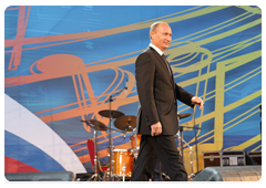 Prime Minister Vladimir Putin giving a speech at art festival in Volga Federal District